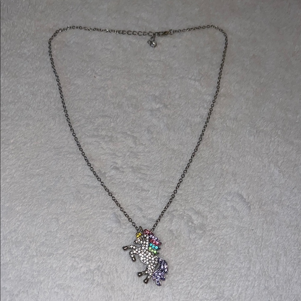 Silver Unicorn Pendant Necklace